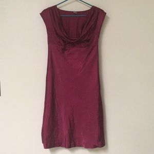 Cowl neck maroon dress